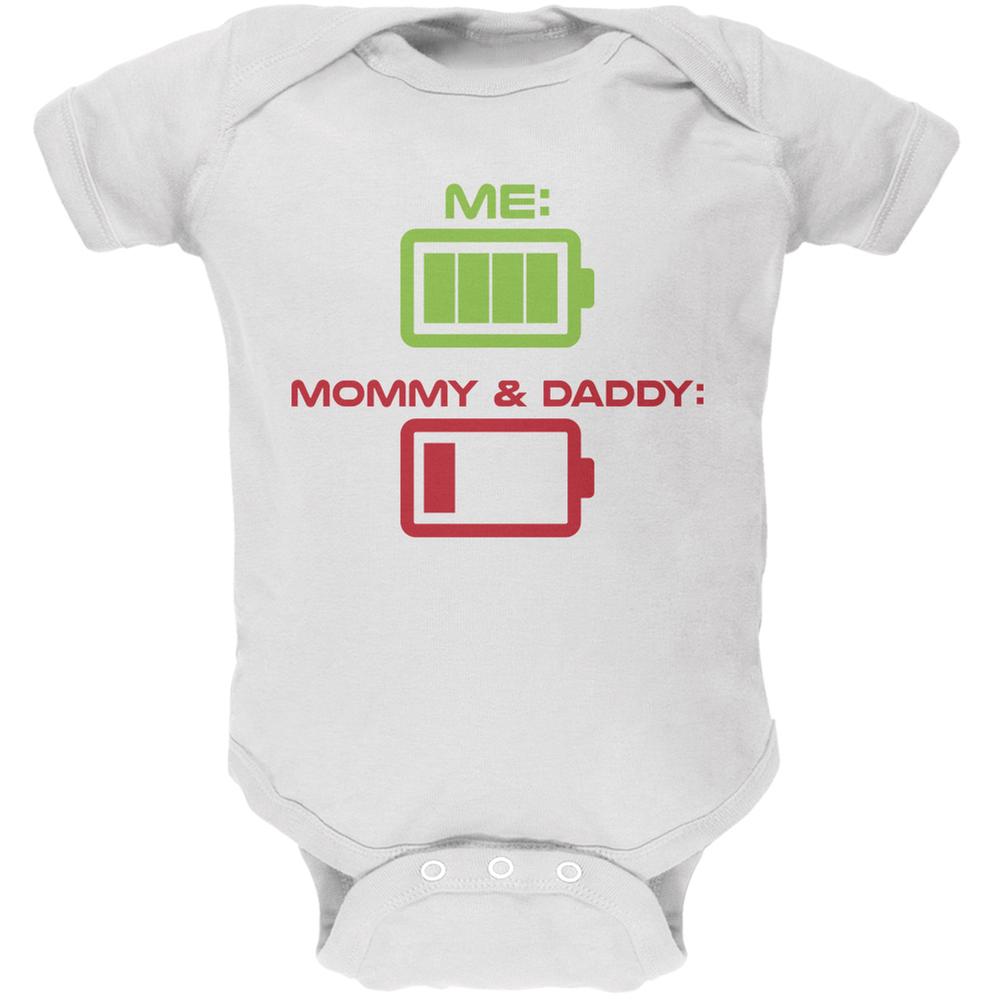 Funny Child Battery White Soft Baby One Piece Baby One Piece Old Glory 0-3M White