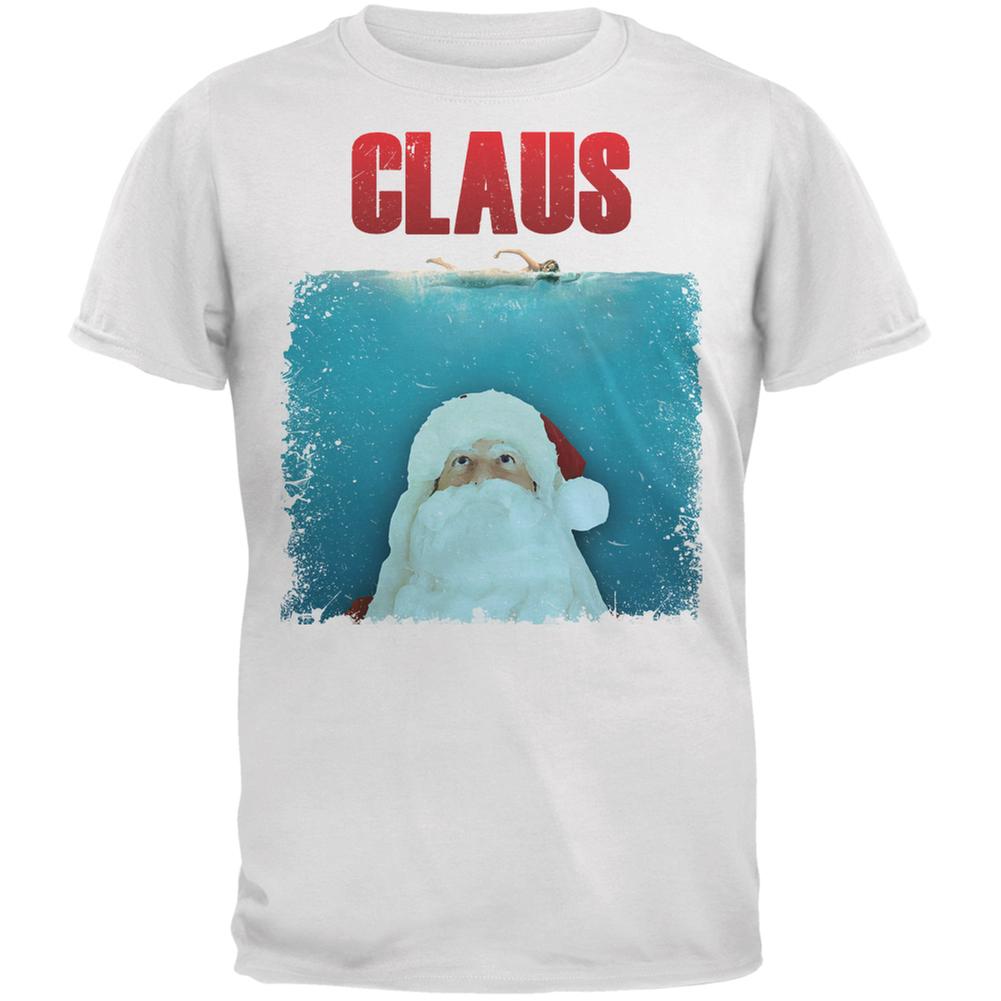 Christmas Claus Attacks White Adult T-Shirt Men's T-Shirts Old Glory 2XL White