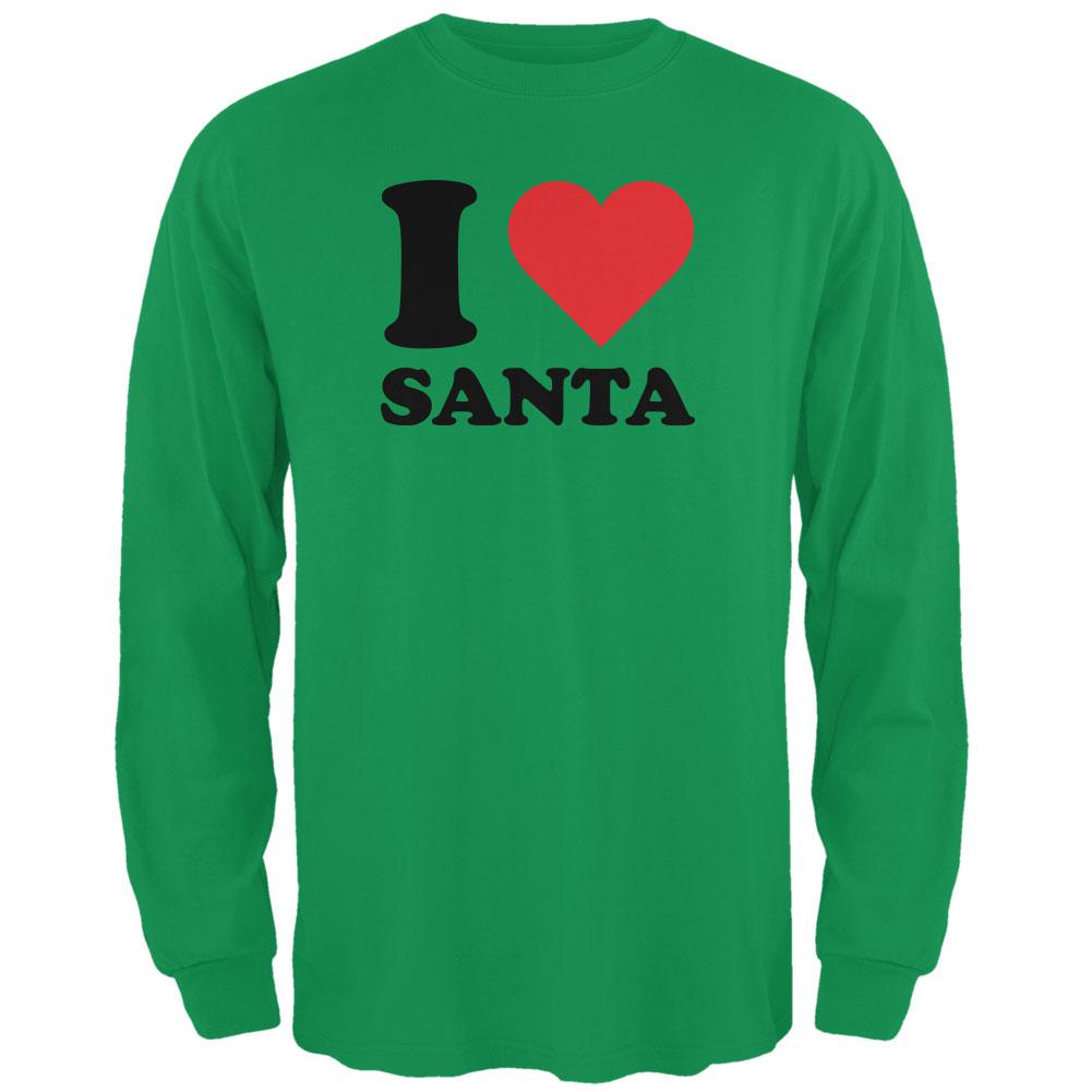 Christmas I Heart Santa Irish Green Adult Long Sleeve T-Shirt Men's Long Sleeves Old Glory 2XL Green