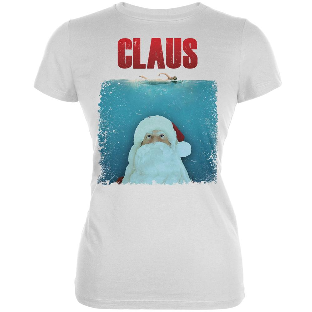 Christmas Claus Attacks White Juniors Soft T-Shirt Juniors T-Shirts Old Glory 2XL White