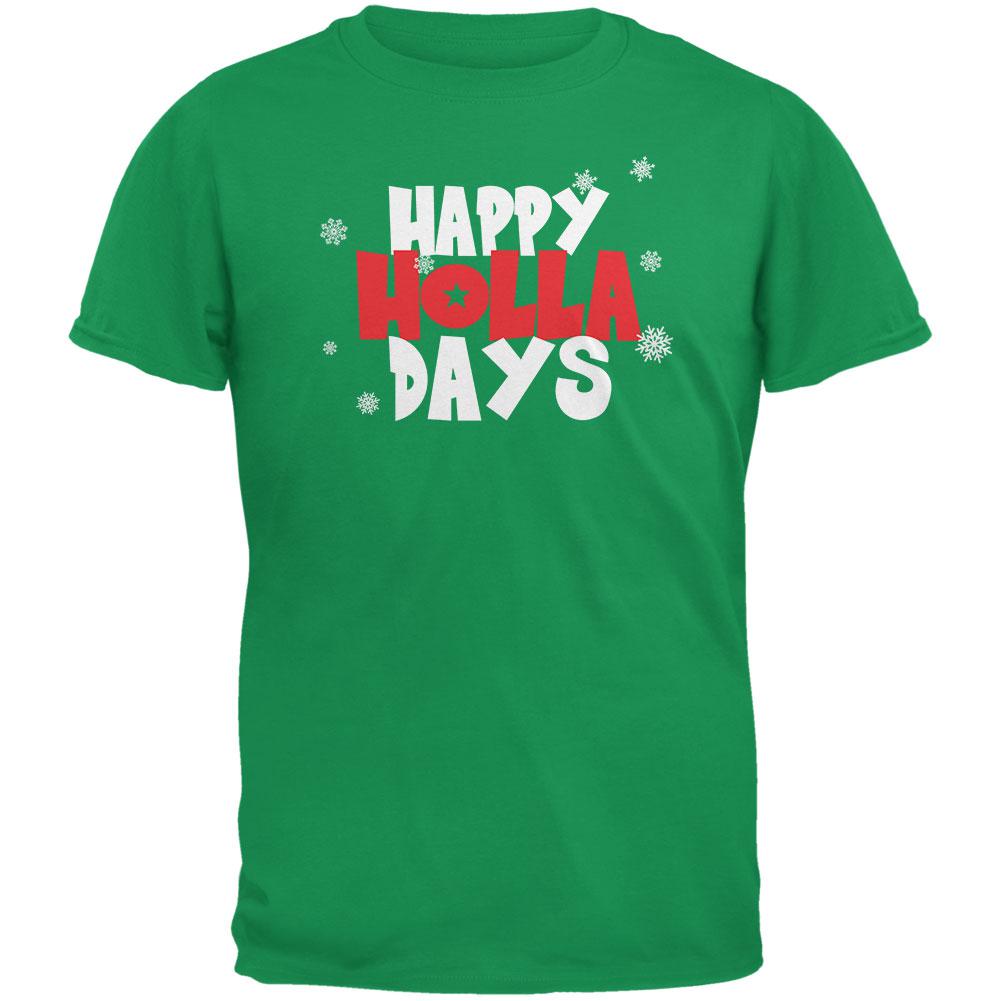Chistmas Happy Holla Days Irish Green Adult T-Shirt Men's T-Shirts Old Glory 2XL Green