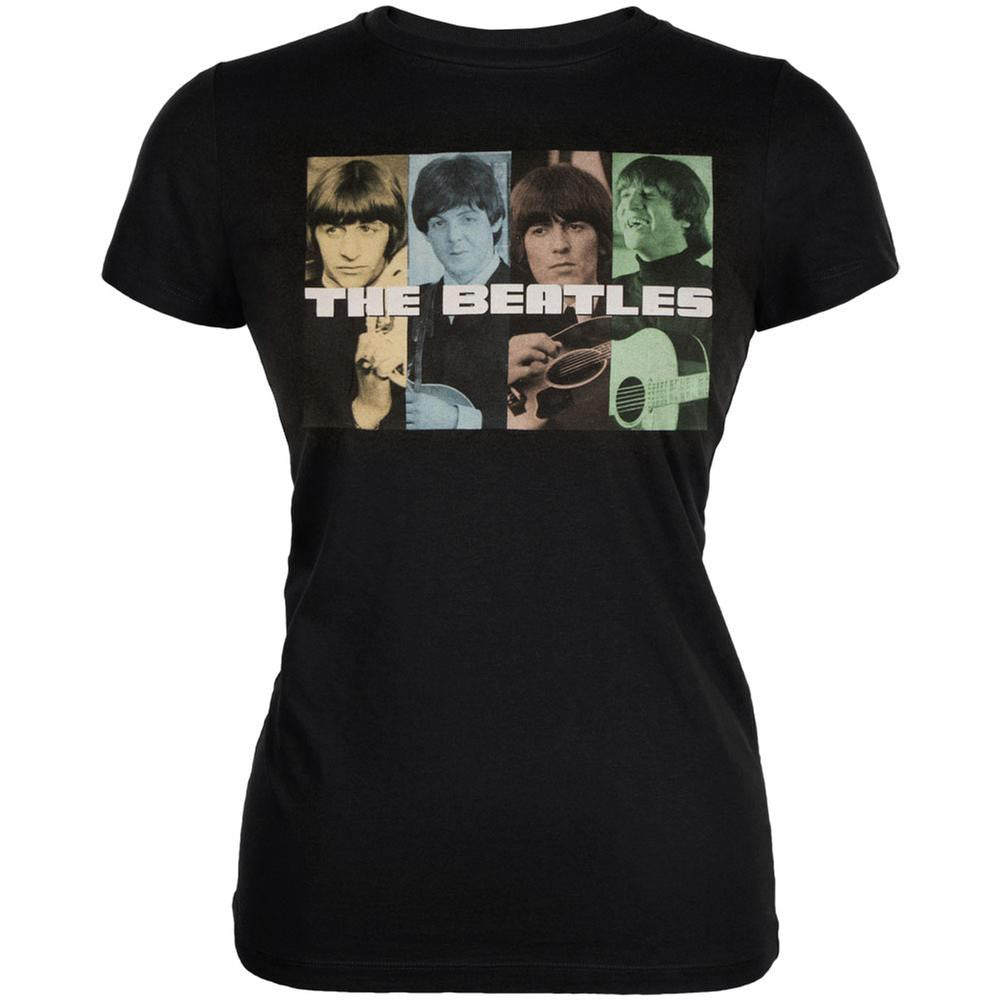 The Beatles - Color Squares Juniors T-Shirt Juniors T-Shirts Old Glory LG Black