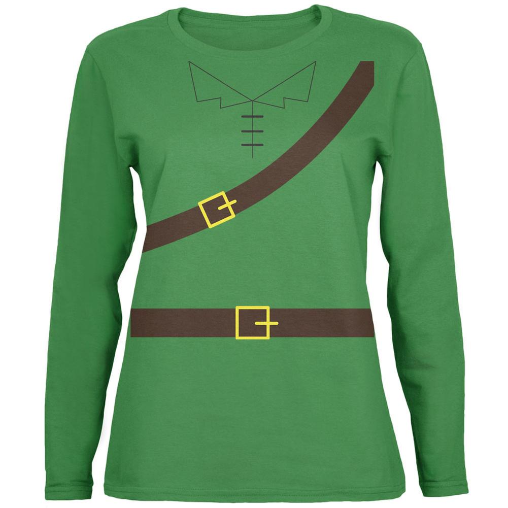 Halloween Robin Hood Costume Green Womens Long Sleeve T-Shirt Women's Long Sleeves Old Glory 2XL Green