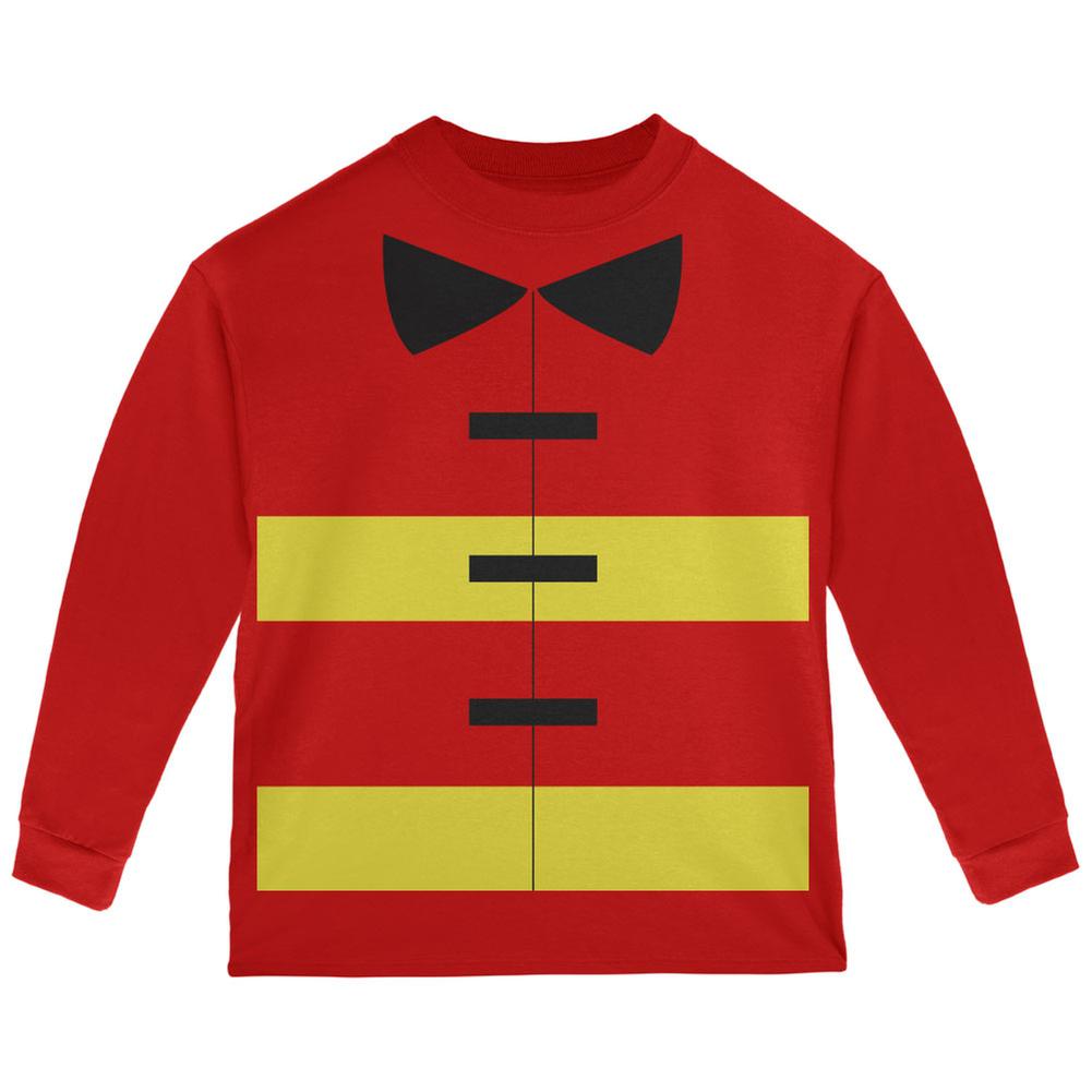 Halloween Fireman Costume Red Toddler Long Sleeve T-Shirt Toddler T-Shirts Old Glory 2T Red