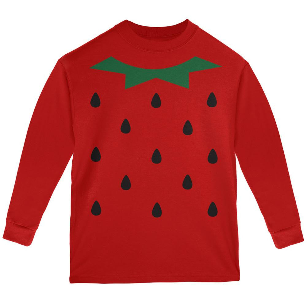 Halloween Strawberry Costume Red Youth Long Sleeve T-Shirt Youth Long Sleeves Old Glory