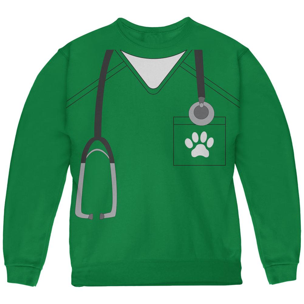 Halloween Vet Veterinarian Scrubs Costume Green Youth Sweatshirt Youth Sweatshirts Old Glory LG Green