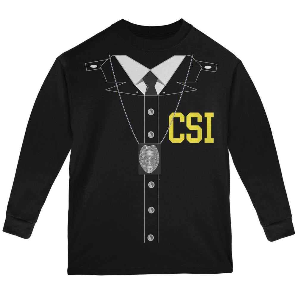 Halloween Crime Scene Investigator Costume Black Youth Long Sleeve T-Shirt Youth Long Sleeves Old Glory LG Black