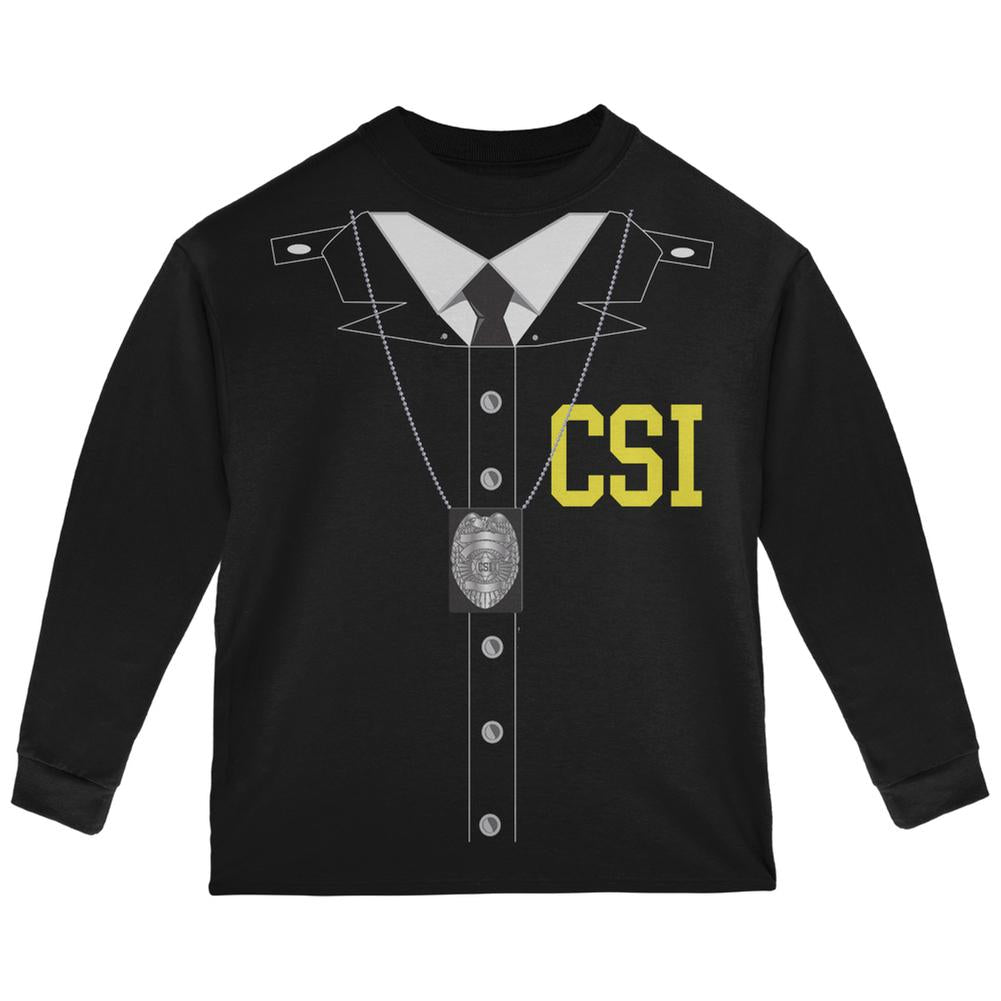 Halloween Crime Scene Investigator Costume Black Toddler Long Sleeve T-Shirt Toddler Long Sleeves Old Glory 2T Black