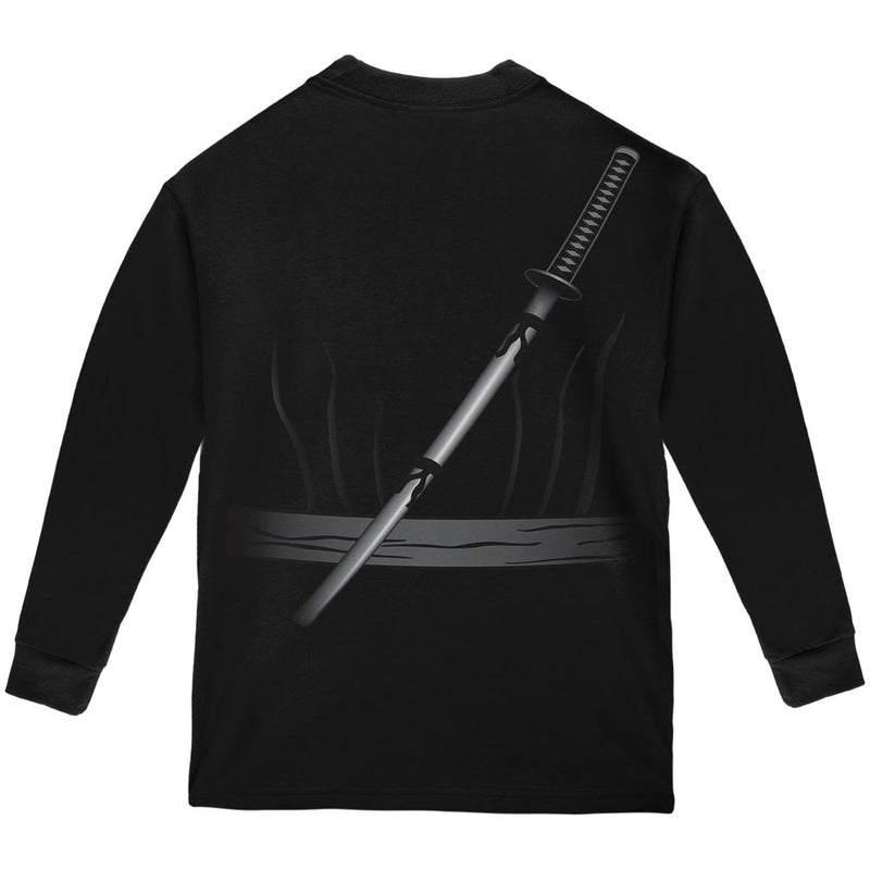 Halloween Costume Ninja Assassin Costume Black Youth Long Sleeve T-Shirt Youth Long Sleeves Old Glory