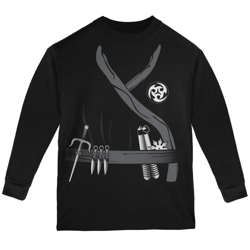 Halloween Costume Ninja Assassin Costume Black Youth Long Sleeve T-Shirt Youth Long Sleeves Old Glory