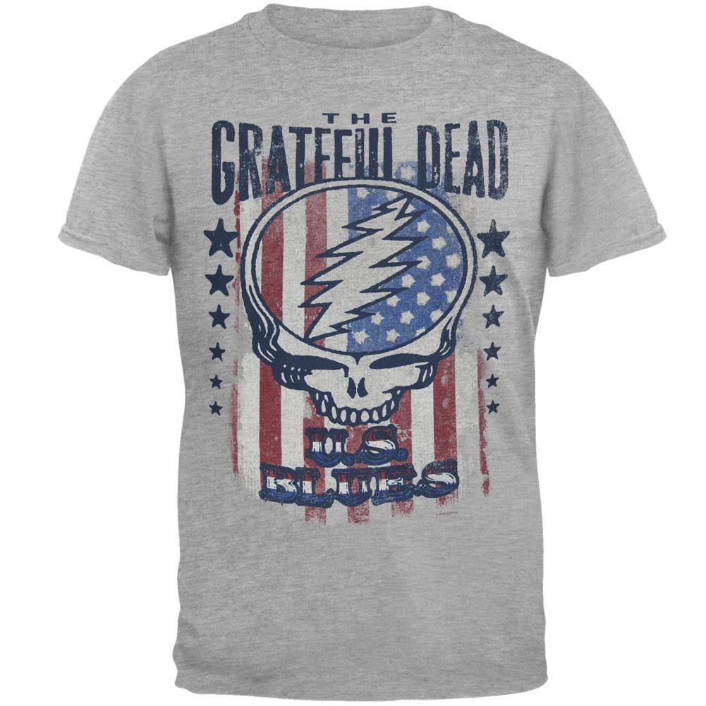 Grateful Dead - U.S. Blues Adult T-Shirt Men's T-Shirts Old Glory MD Grey