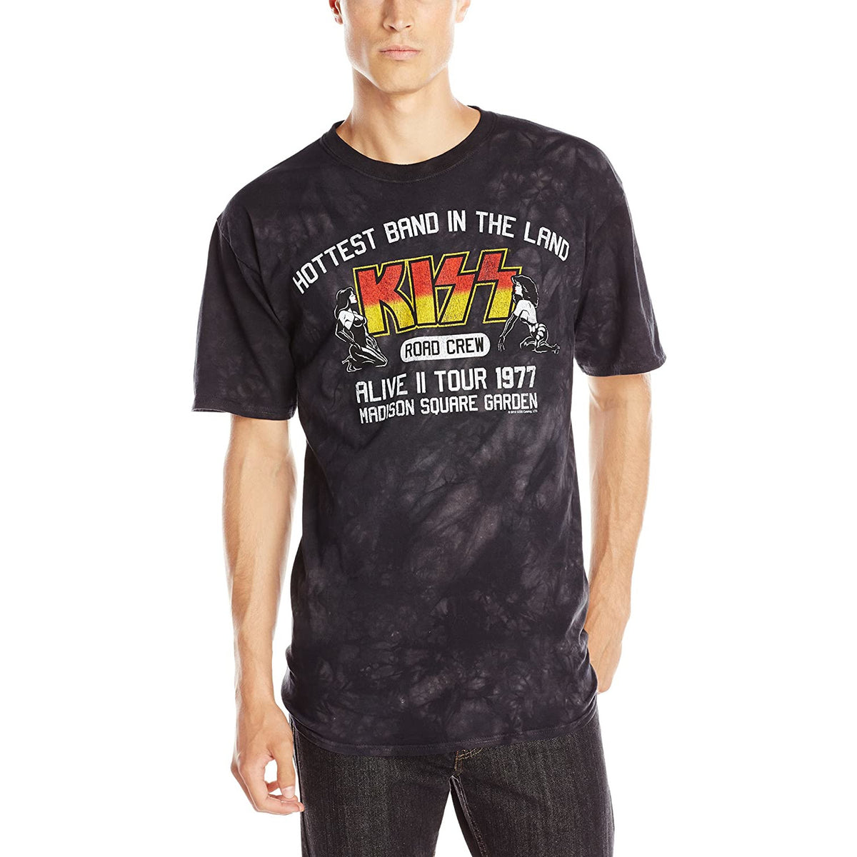 Kiss - Road Crew 77 Overdye Adult T-Shirt Youth T-Shirts Old Glory Black MD