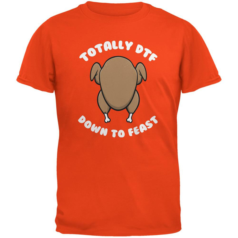 Thanksgiving Down to Feast Orange Adult T-Shirt Men's T-Shirts Old Glory 2XL Orange
