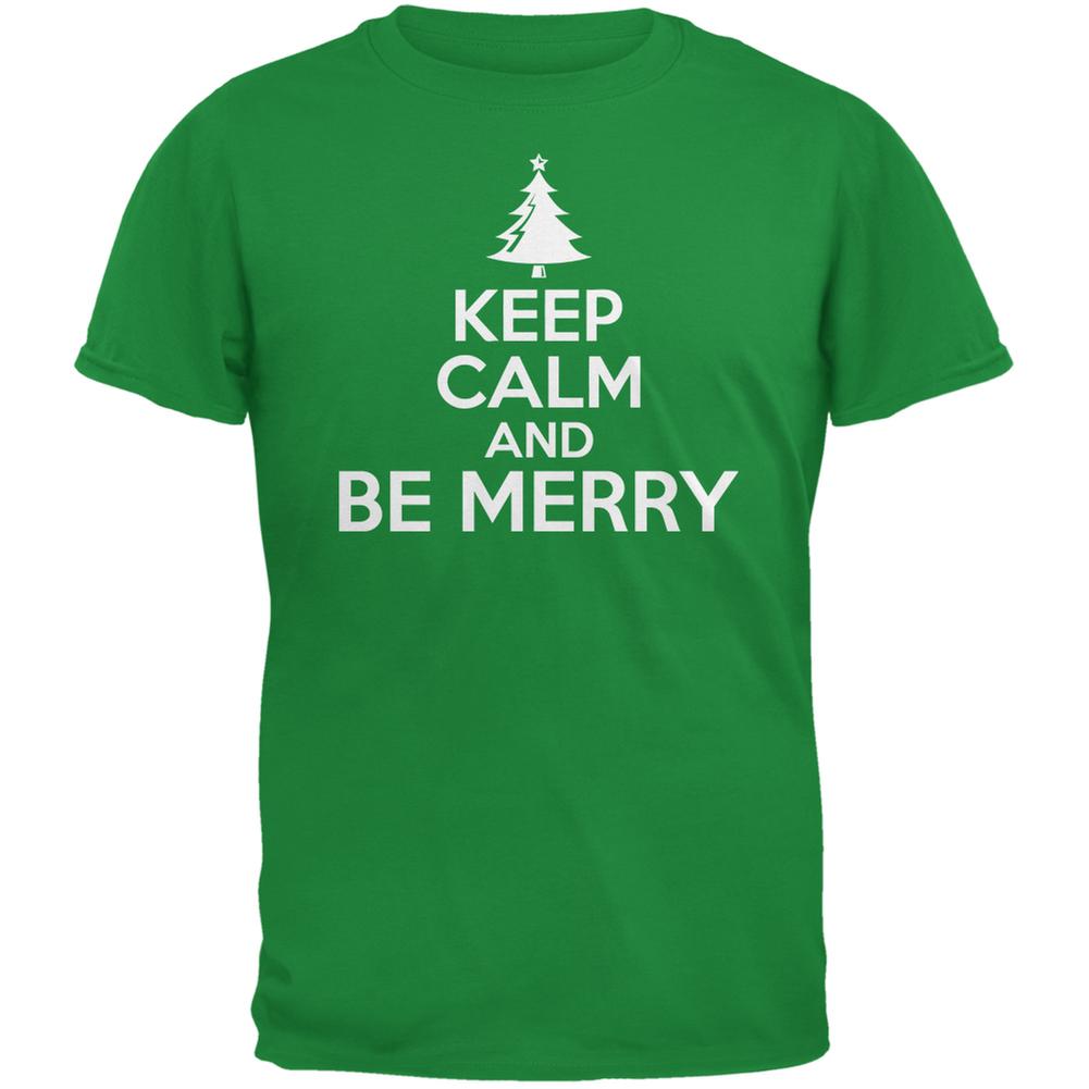 Christmas Keep Calm And Be Merry Irish Green Adult T-Shirt Men's T-Shirts Old Glory 2XL Green