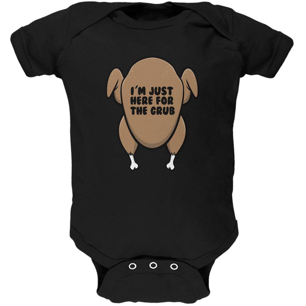 Thanksgiving Here For The Grub Black Soft Baby One Piece Baby One Piece Old Glory 0-3M Black