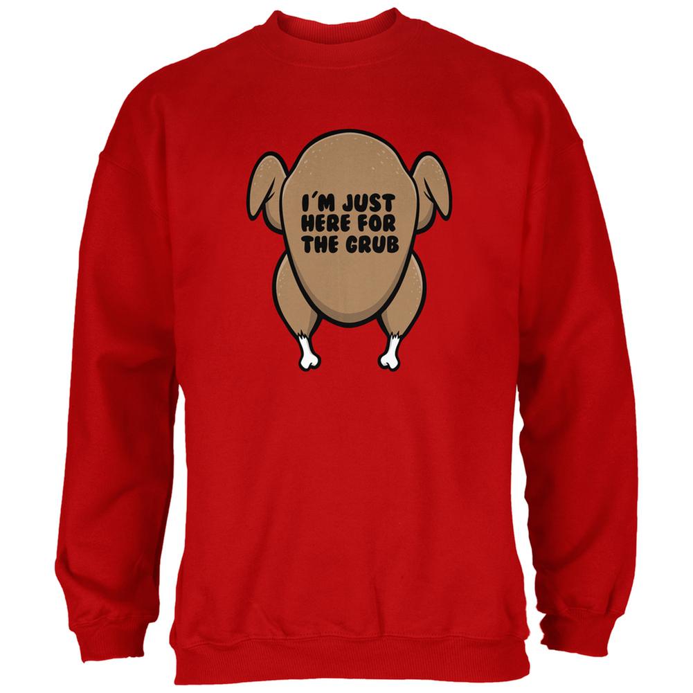 Thanksgiving Here For The Grub Red Adult Sweatshirt Men's Sweatshirts Old Glory 2XL Red