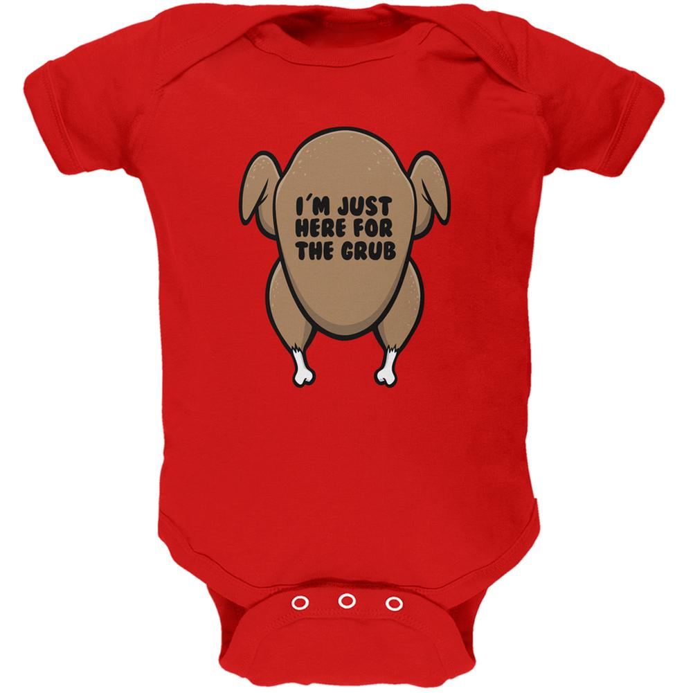 Thanksgiving Here For The Grub Red Soft Baby One Piece Baby One Piece Old Glory 0-3M Red