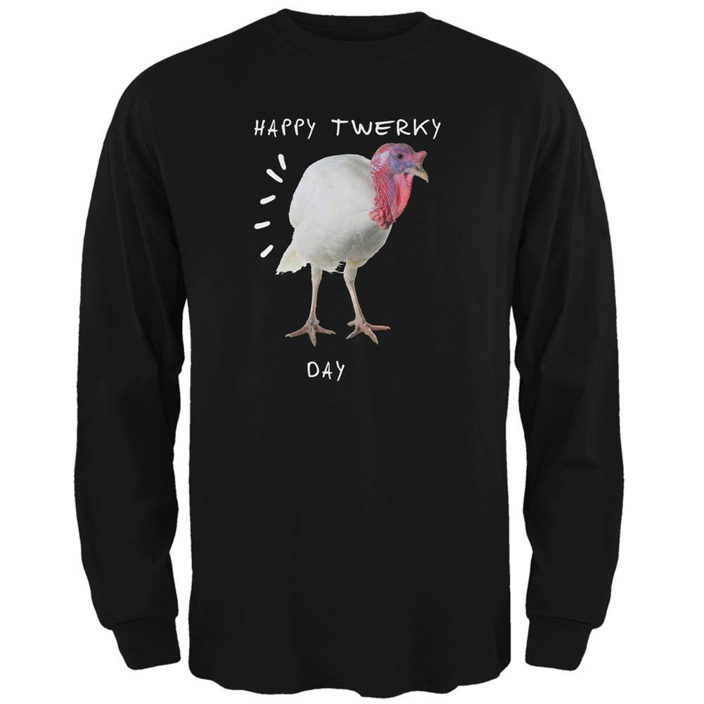 Thanksgiving Twerky Day Black Adult Long Sleeve T-Shirt Men's Long Sleeves Old Glory 2XL Black