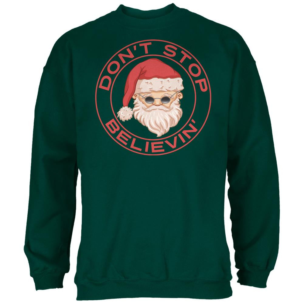 Christmas Don't Stop Believin' Forest Green Adult Sweatshirt Men's Sweatshirts Old Glory 2XL Green