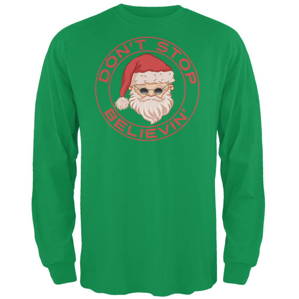Christmas Don't Stop Believin' Irish Green Adult Long Sleeve T-Shirt Men's Long Sleeves Old Glory 2XL Green
