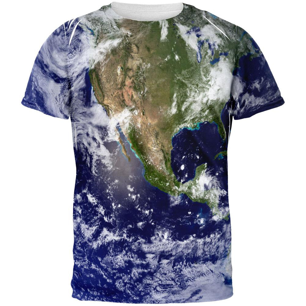 Solar System Planet Earth All Over Adult T-Shirt Men's T-Shirts Old Glory 2XL Multi