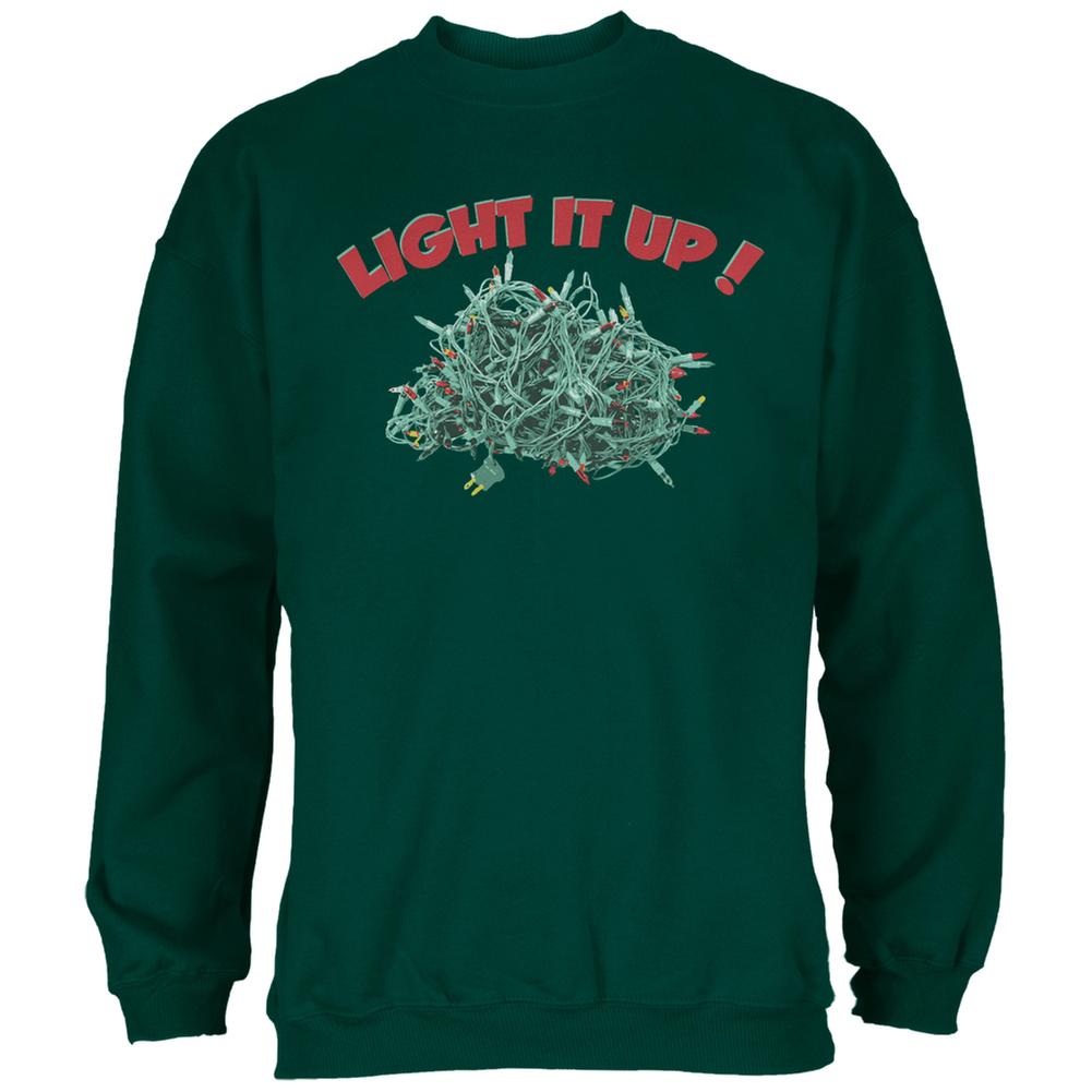 Christmas Light It Up Forest Green Adult Sweatshirt Men's Sweatshirts Old Glory 2XL Green