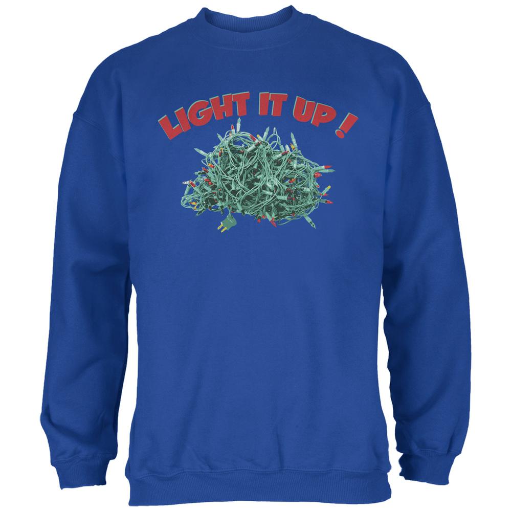 Christmas Light It Up Royal Adult Sweatshirt Men's Sweatshirts Old Glory 2XL Blue