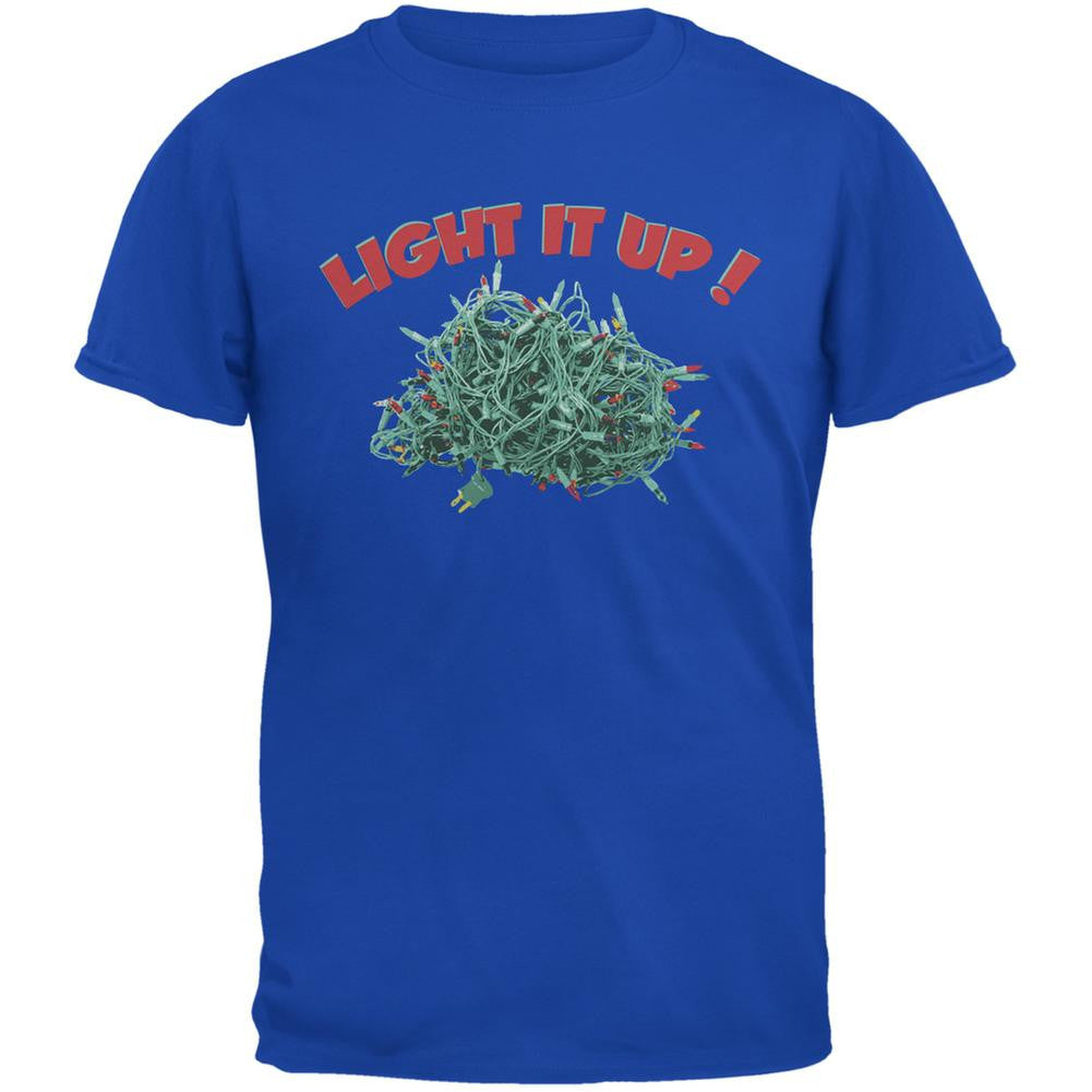 Christmas Light It Up Royal Adult T-Shirt Men's T-Shirts Old Glory 2XL Blue