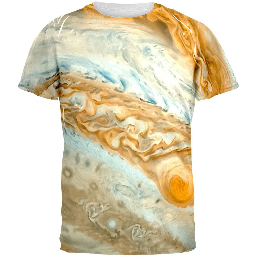 Solar System Planet Jupiter All Over Adult T-Shirt Men's T-Shirts Old Glory 2XL White