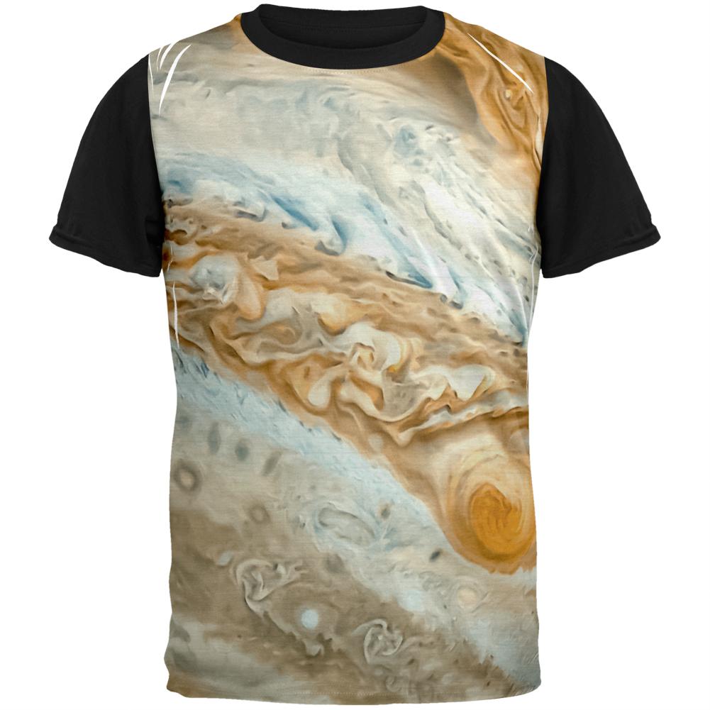 Solar System Planet Jupiter Adult Black Back T-Shirt Men's T-Shirts Old Glory LG White