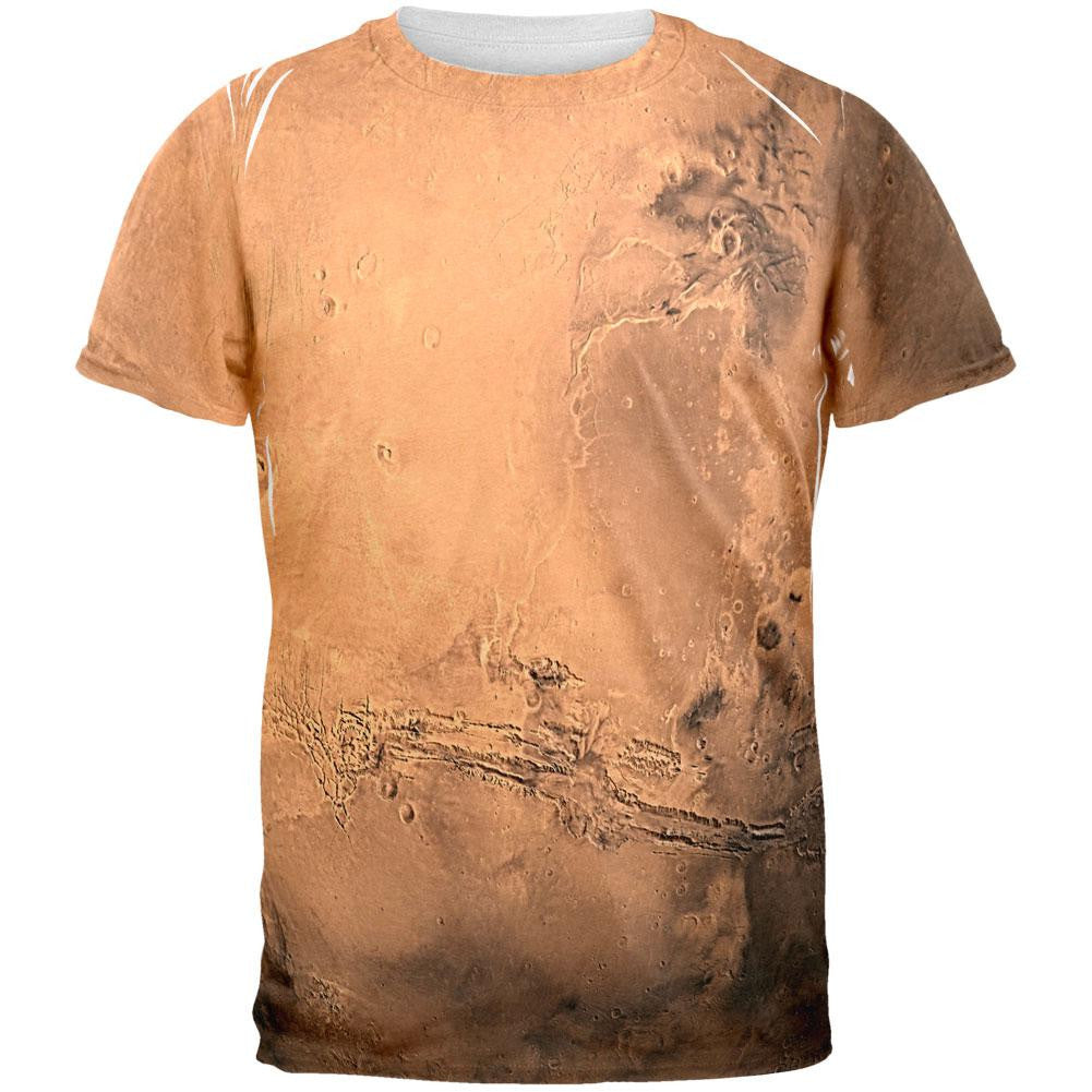 Solar System Planet Mars All Over Adult T-Shirt Men's T-Shirts Old Glory 2XL White