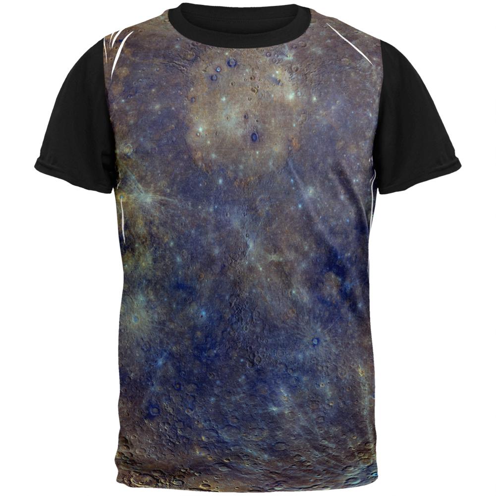 Solar System Planet Mercury Adult Black Back T-Shirt Men's T-Shirts Old Glory LG White