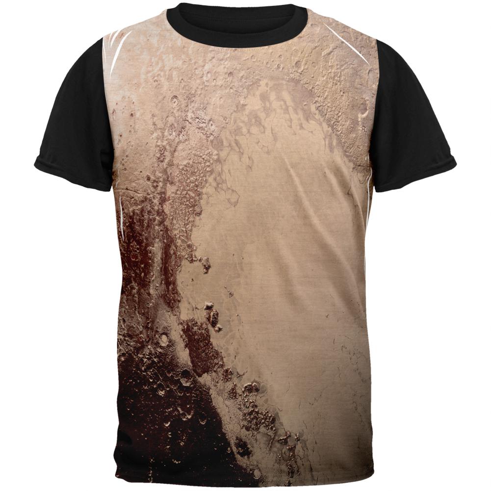 Solar System Planet Pluto Adult Black Back T-Shirt Men's T-Shirts Old Glory LG White