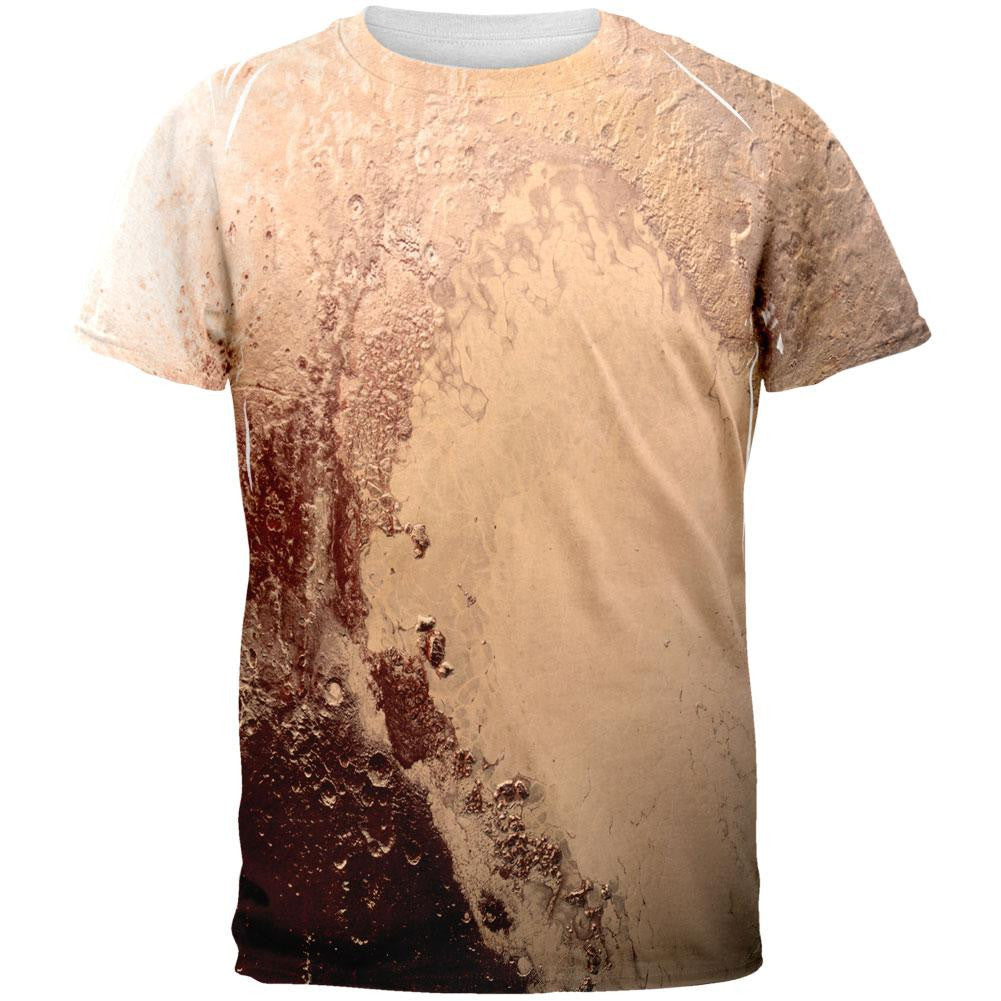 Solar System Planet Pluto All Over Adult T-Shirt Men's T-Shirts Old Glory 2XL White
