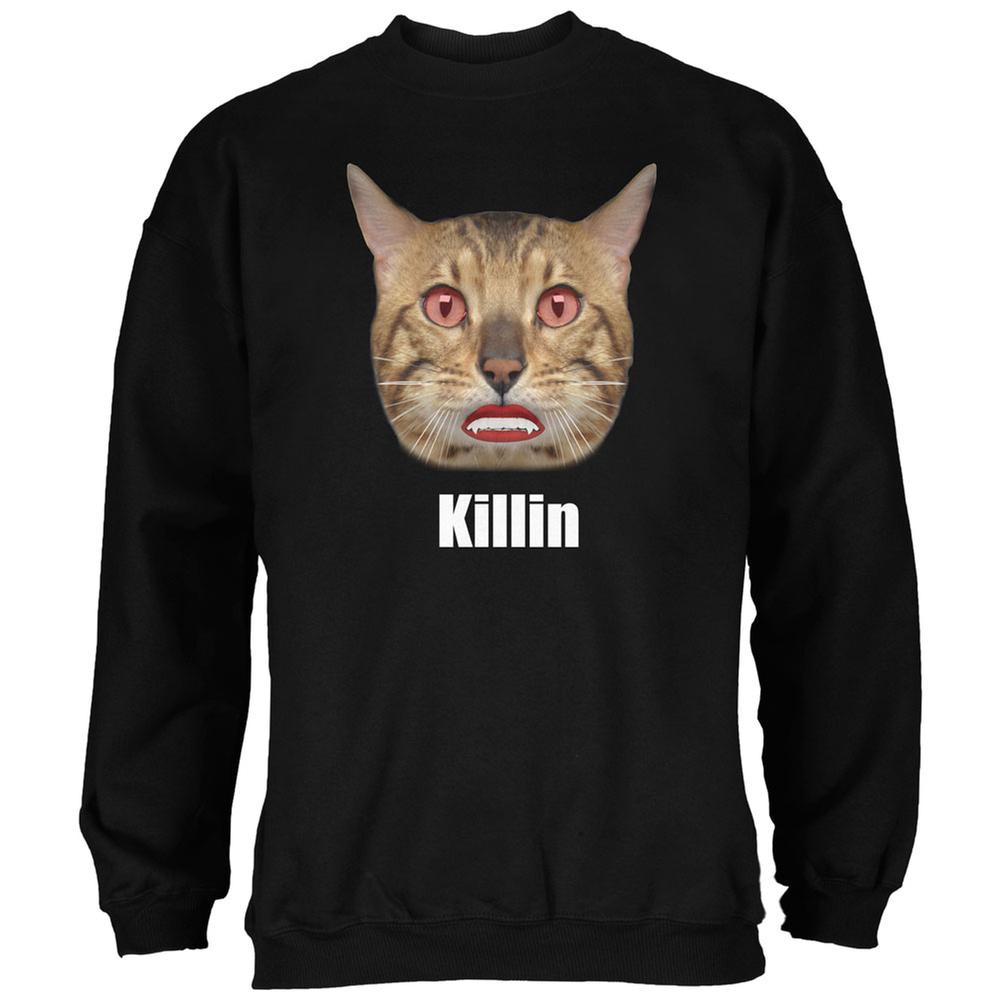 Halloween Killin Cat Black Adult Sweatshirt Men's Sweatshirts Old Glory 2XL Black