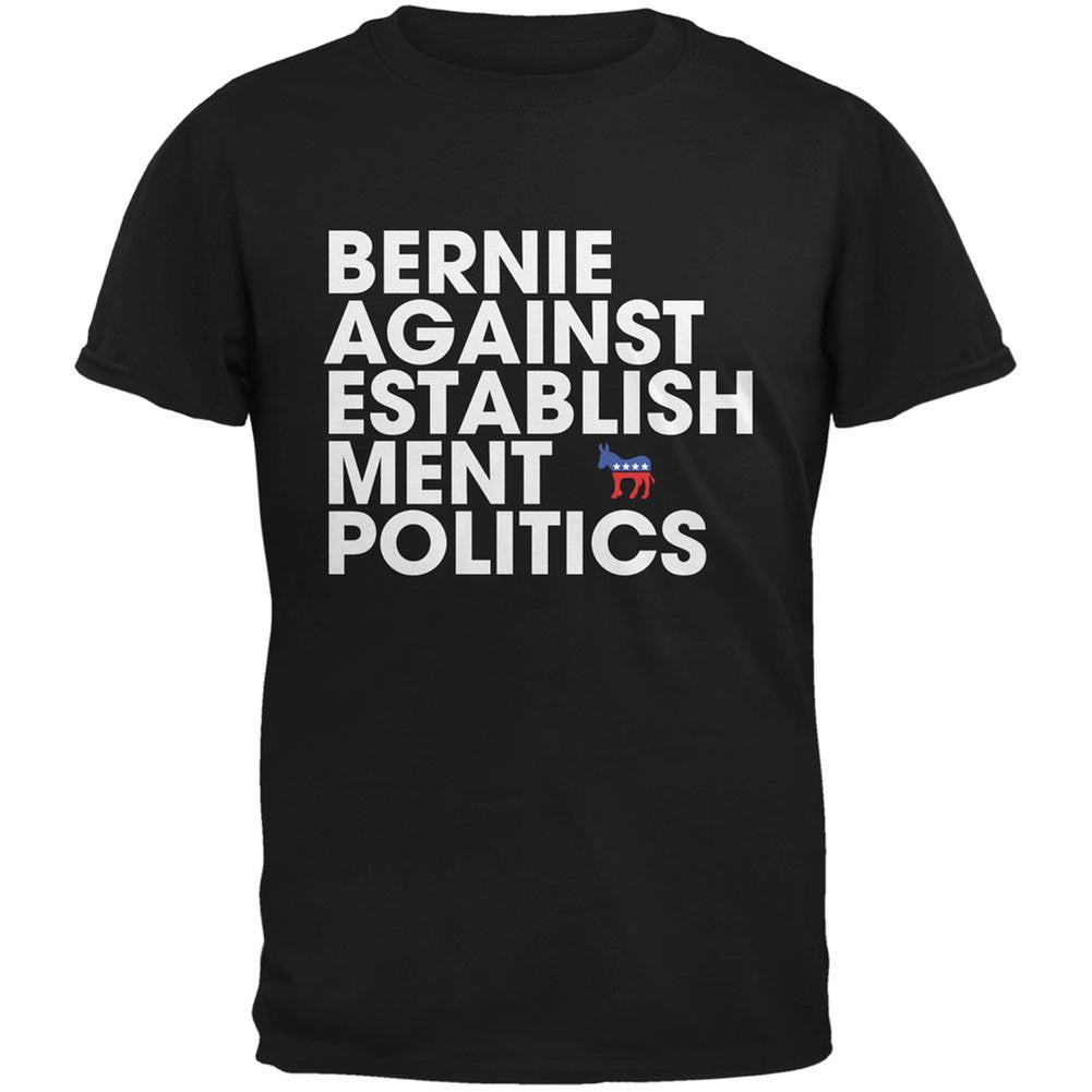 Election 2016 - Bernie Against Politics Black Adult T-Shirt Men's T-Shirts Old Glory 2XL Black