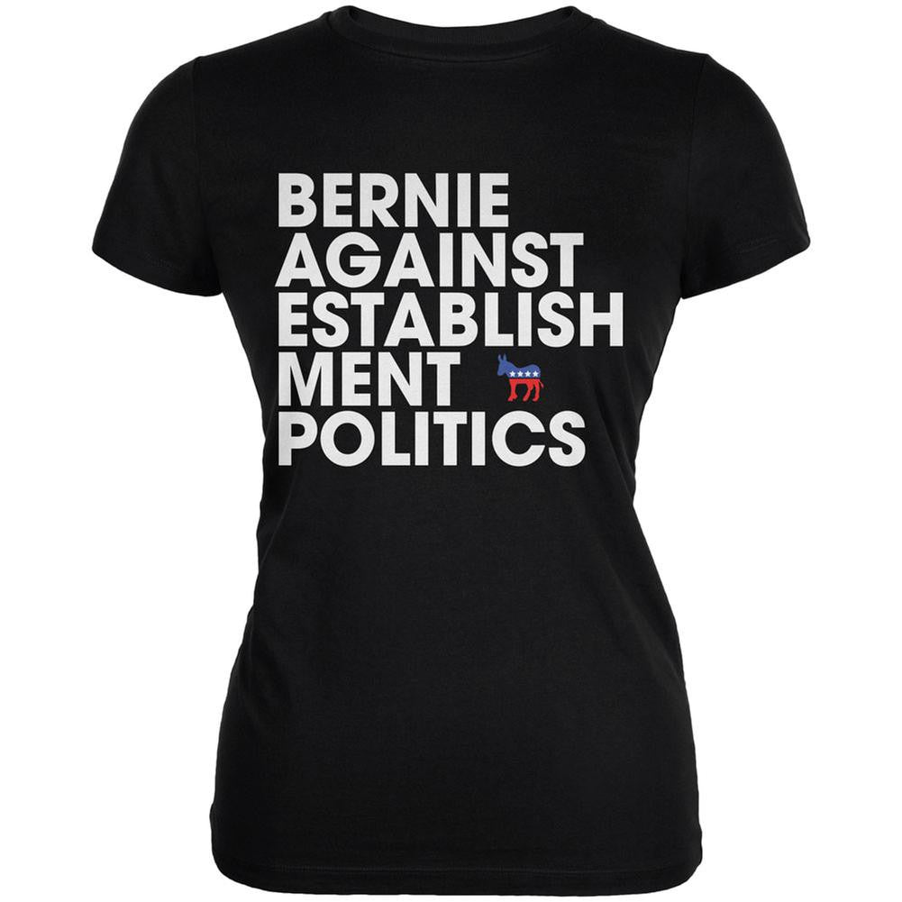 Election 2016 - Bernie Against Politics Black Juniors Soft T-Shirt Juniors T-Shirts Old Glory 2XL Black