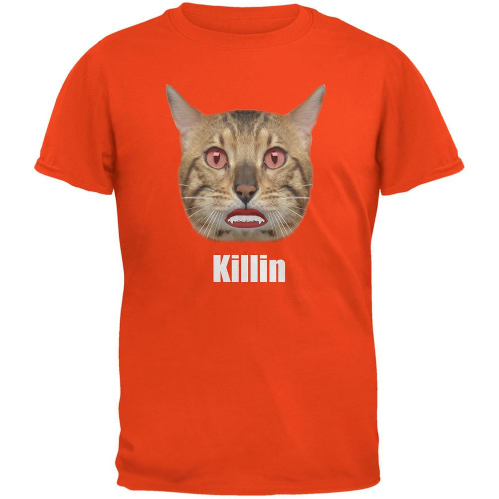Halloween Killin Cat Orange Adult T-Shirt Men's T-Shirts Old Glory 2XL Orange