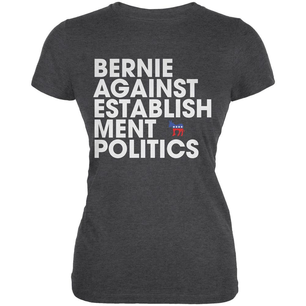 Election 2016 - Bernie Against Politics Heather Juniors Soft T-Shirt Juniors T-Shirts Old Glory 2XL Grey