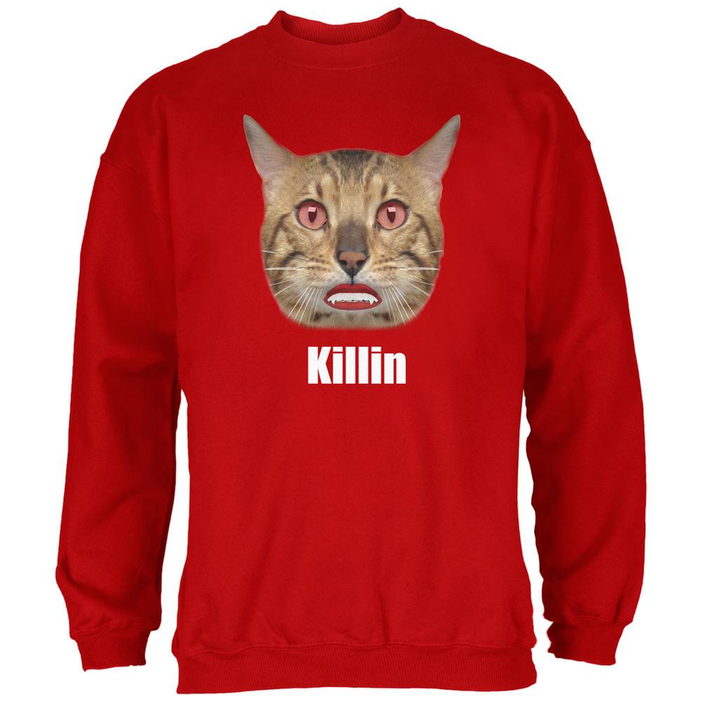 Halloween Killin Cat Red Adult Sweatshirt Men's Sweatshirts Old Glory 2XL Red