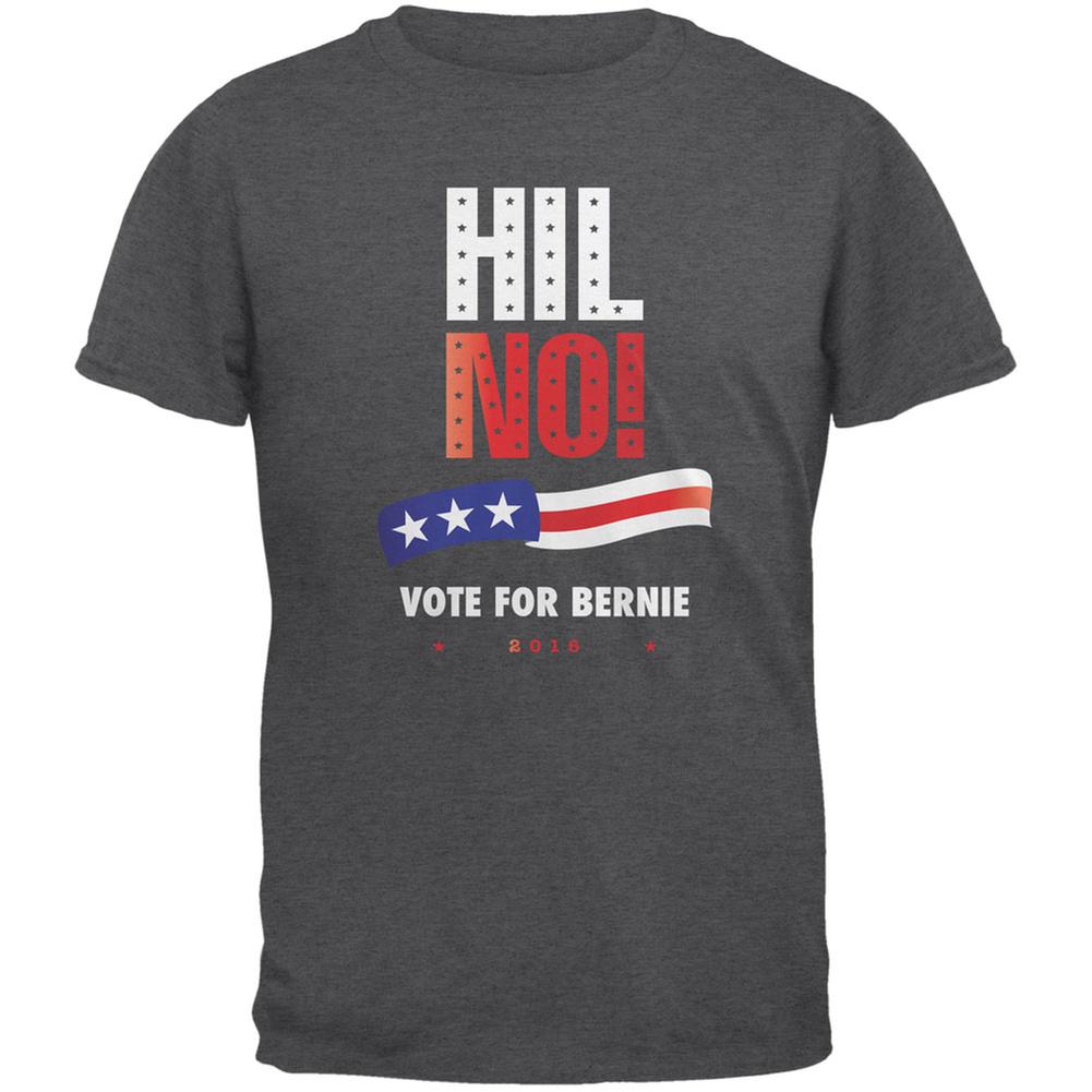 Election 2016 Hil No Vote Bernie Dark Heather Adult T-Shirt Men's T-Shirts Old Glory 2XL Grey