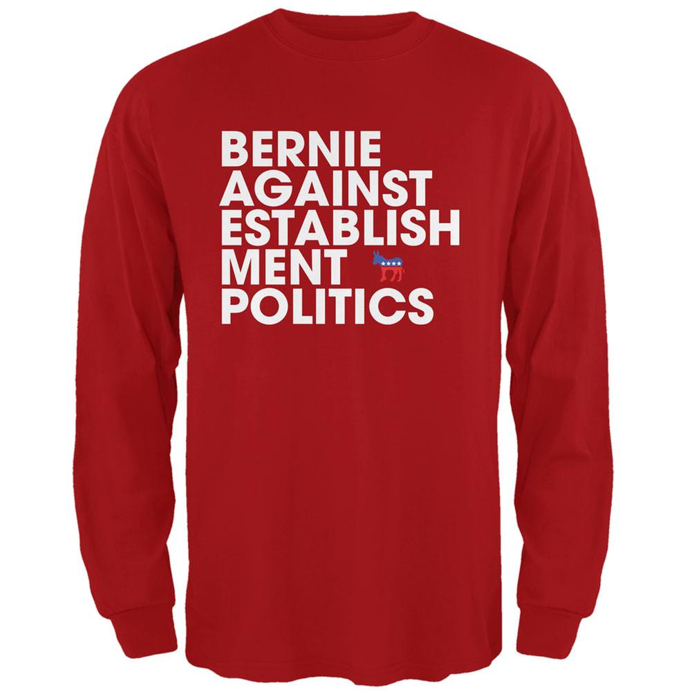 Election 2016 - Bernie Against Politics Red Adult Long Sleeve T-Shirt Men's Long Sleeves Old Glory 2XL Red