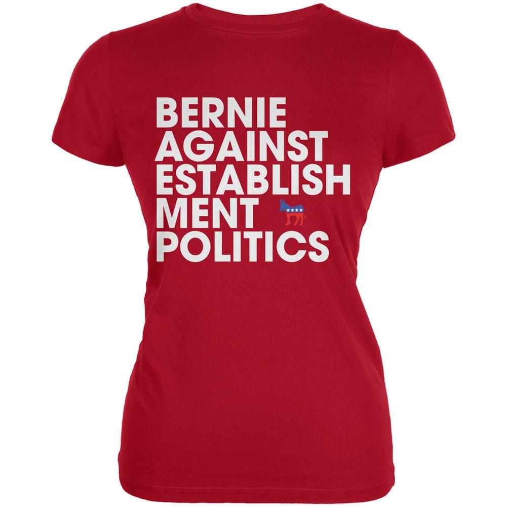 Election 2016 - Bernie Against Politics Red Juniors Soft T-Shirt Juniors T-Shirts Old Glory 2XL Red