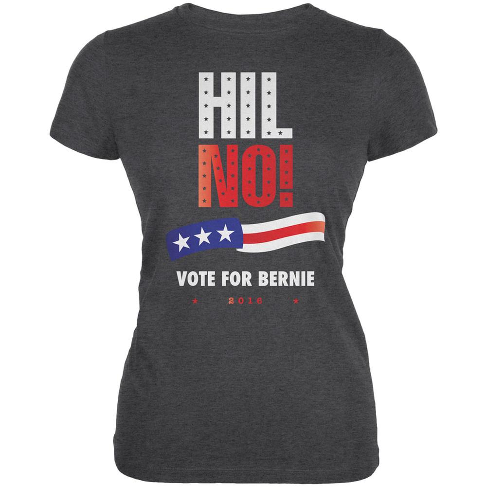 Election 2016 Hil No Vote Bernie Dark Heather Juniors Soft T-Shirt Juniors T-Shirts Old Glory 2XL Grey