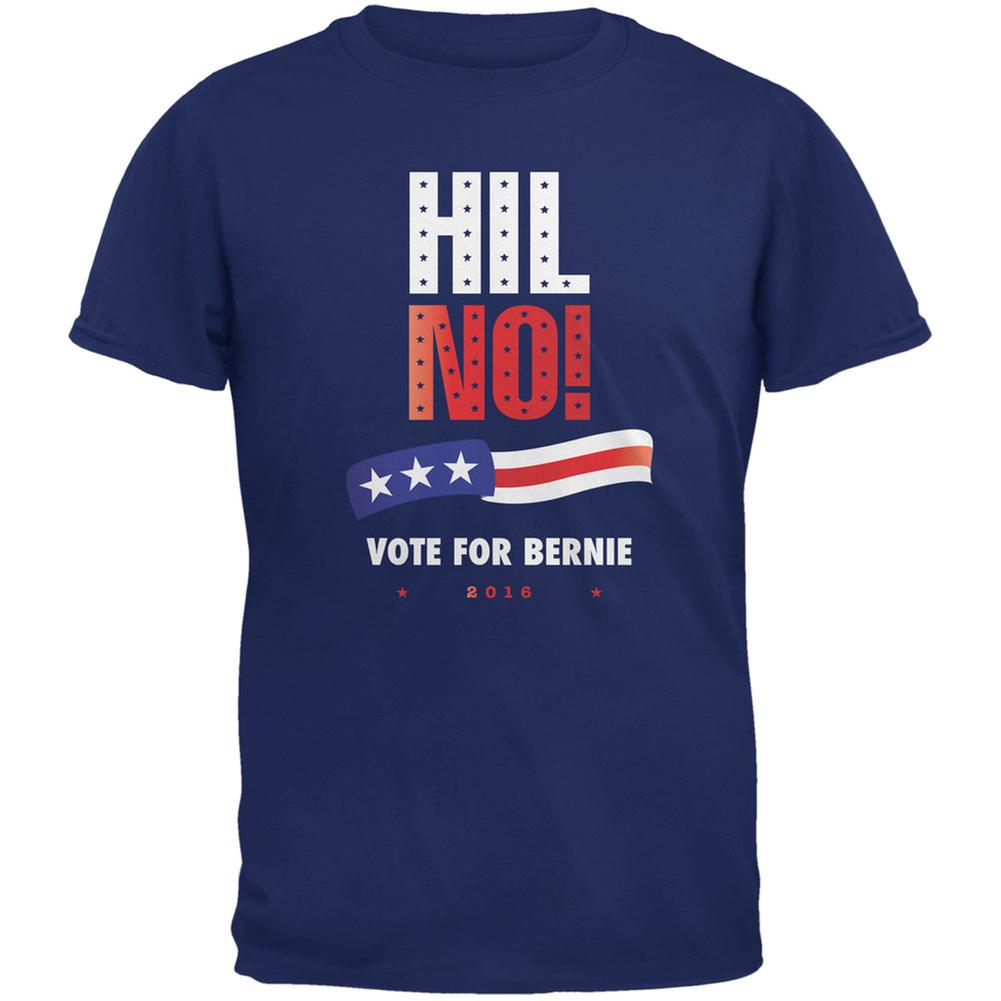Election 2016 Hil No Vote Bernie Metro Blue Adult T-Shirt Men's T-Shirts Old Glory 2XL Blue