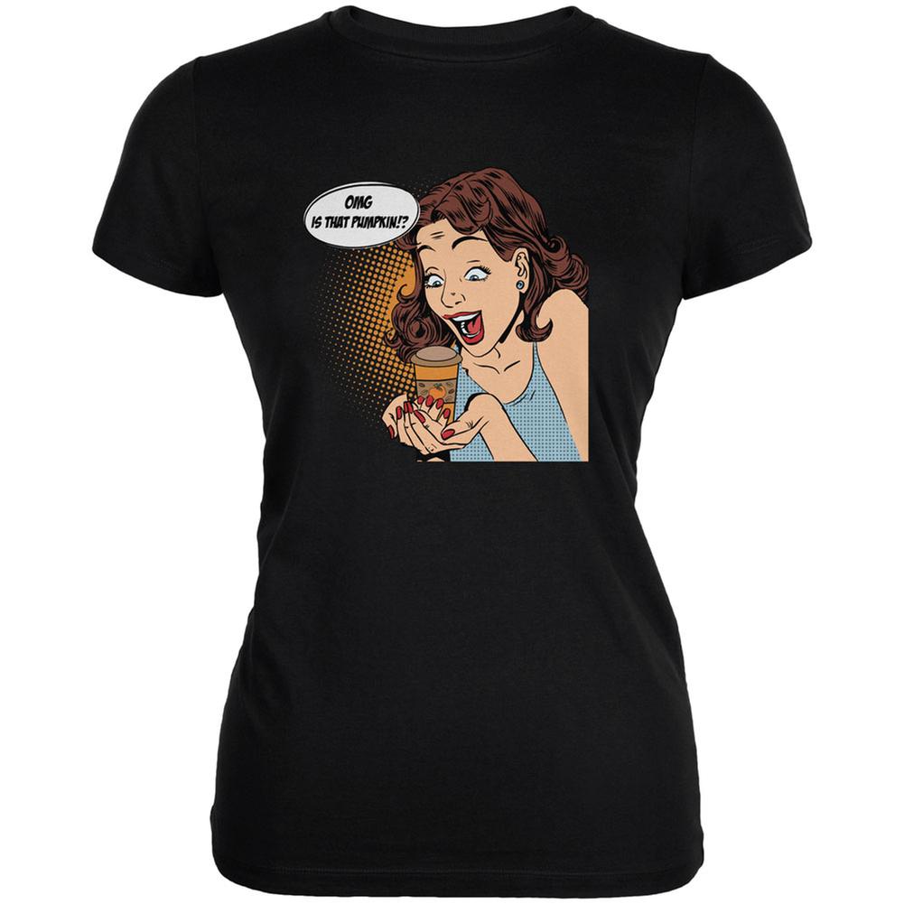 OMG is That Pumpkin Pop Art Black Juniors Soft T-Shirt Juniors T-Shirts Old Glory 2XL Black