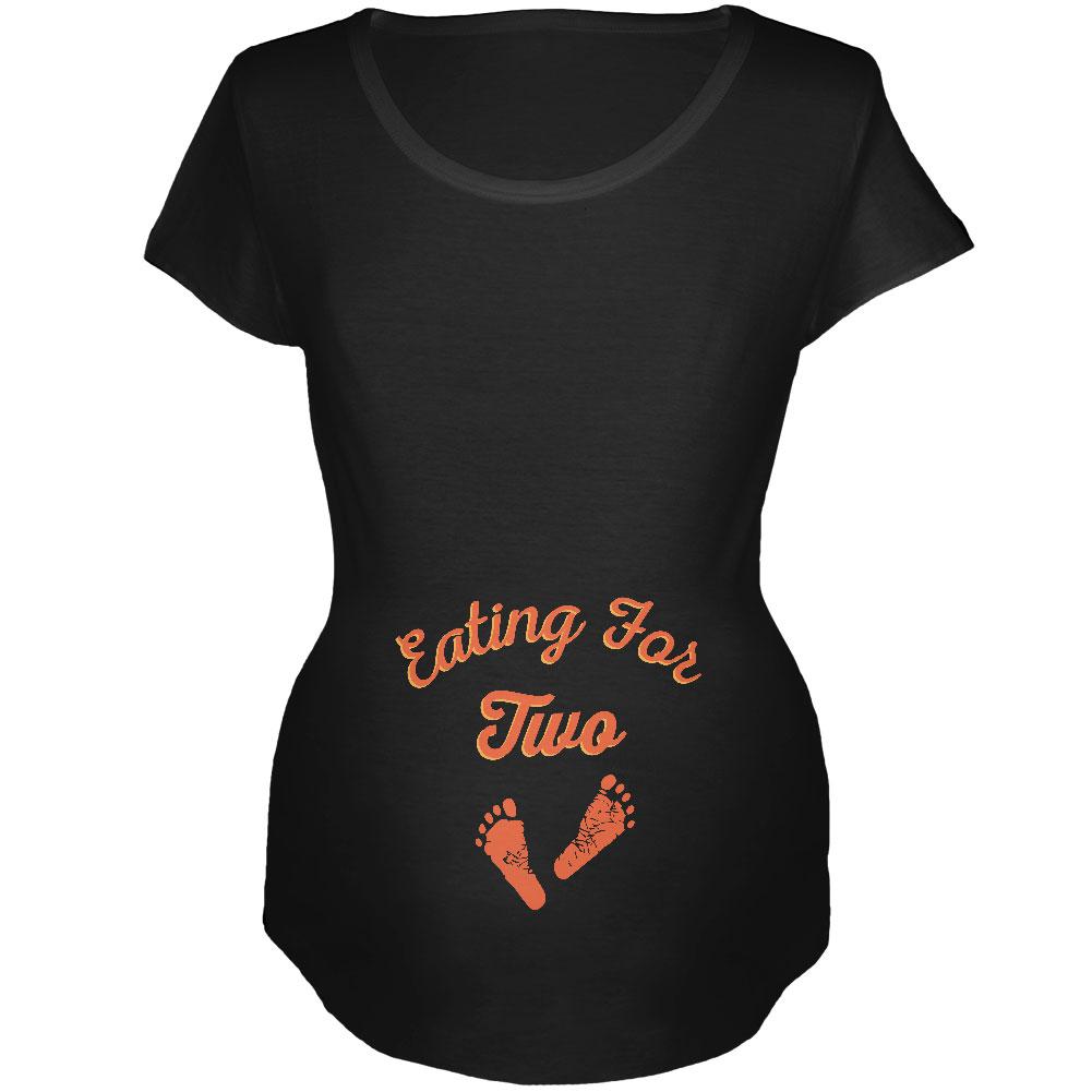 Thanksgiving Eating For Two Black Maternity Soft T-Shirt Maternity T-Shirts Old Glory 2XL Black