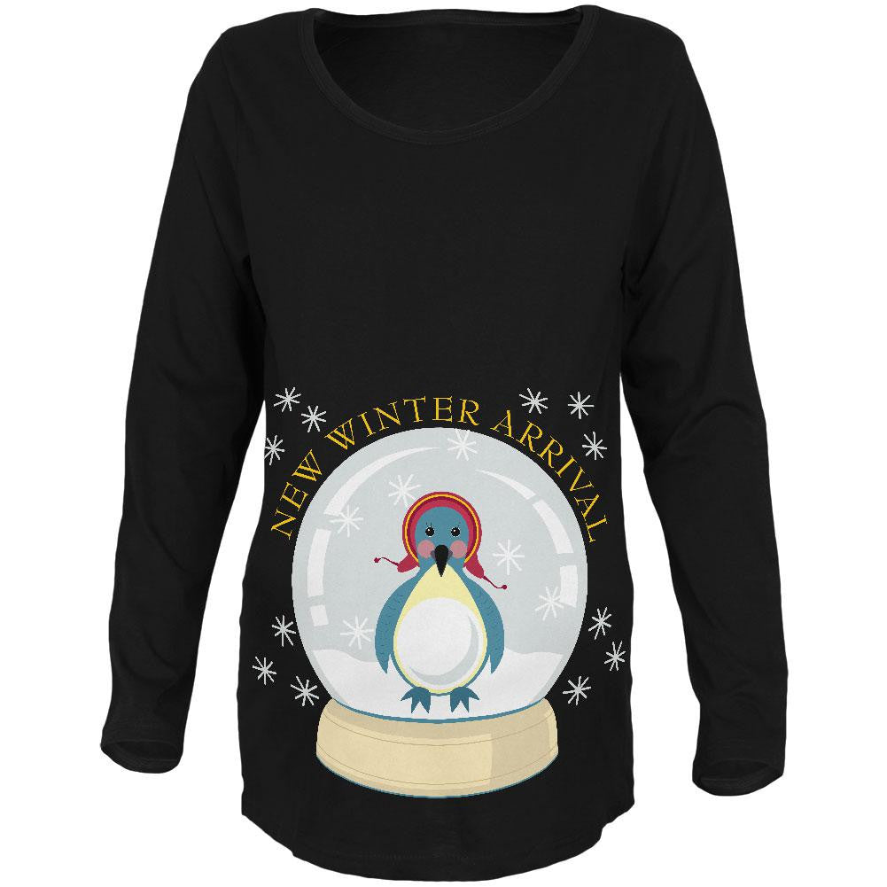 Christmas Baby Snow Globe Black Maternity Soft Long Sleeve T-Shirt Maternity Long Sleeve T-Shirts Old Glory 2XL Black