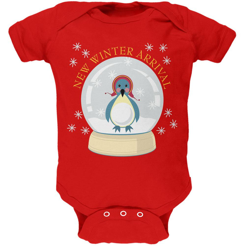Christmas Baby Snow Globe Red Soft Christmas Baby One Piece Baby One Piece Old Glory 0-3M Red