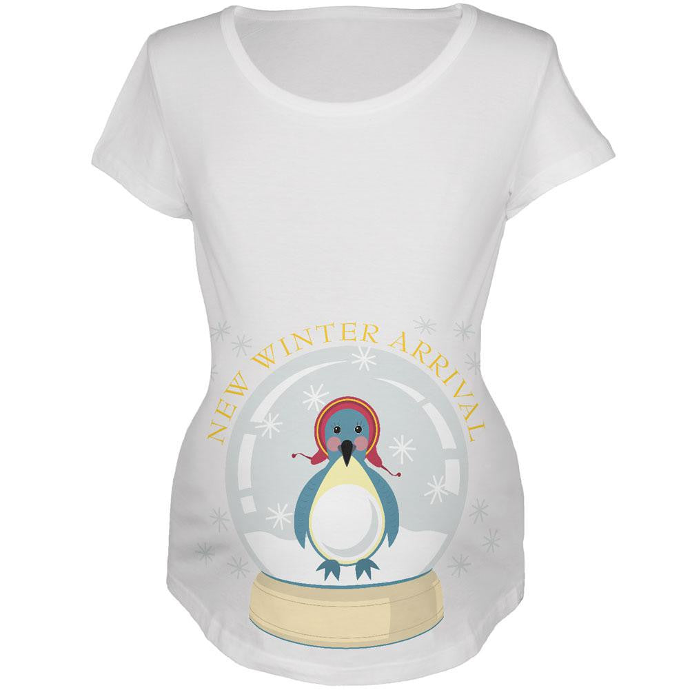Christmas Baby Snow Globe White Maternity Soft T-Shirt Maternity T-Shirts Old Glory 2XL White